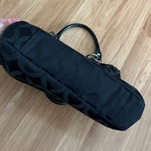 Coach Purse Madison Julianne Black Leather & Canvas Tote - Picture 9 of 9